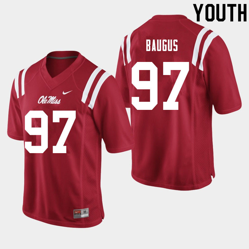 Michael Baugus Ole Miss Rebels NCAA Youth Red #97 Stitched Limited College Football Jersey OJN0558EW